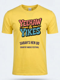 Personalised Country Weekender Unisex Tee — daisy yellow tee, front view