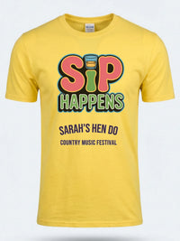 Personalised Country Weekender Unisex Tee — daisy yellow tee, front view