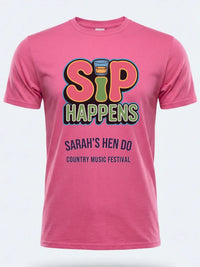 Personalised Country Weekender Unisex Tee — pink tee, front view