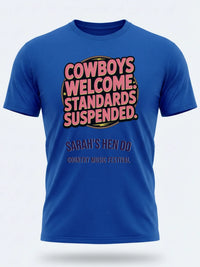 Personalised Country Weekender Unisex Tee — royal blue tee, front view