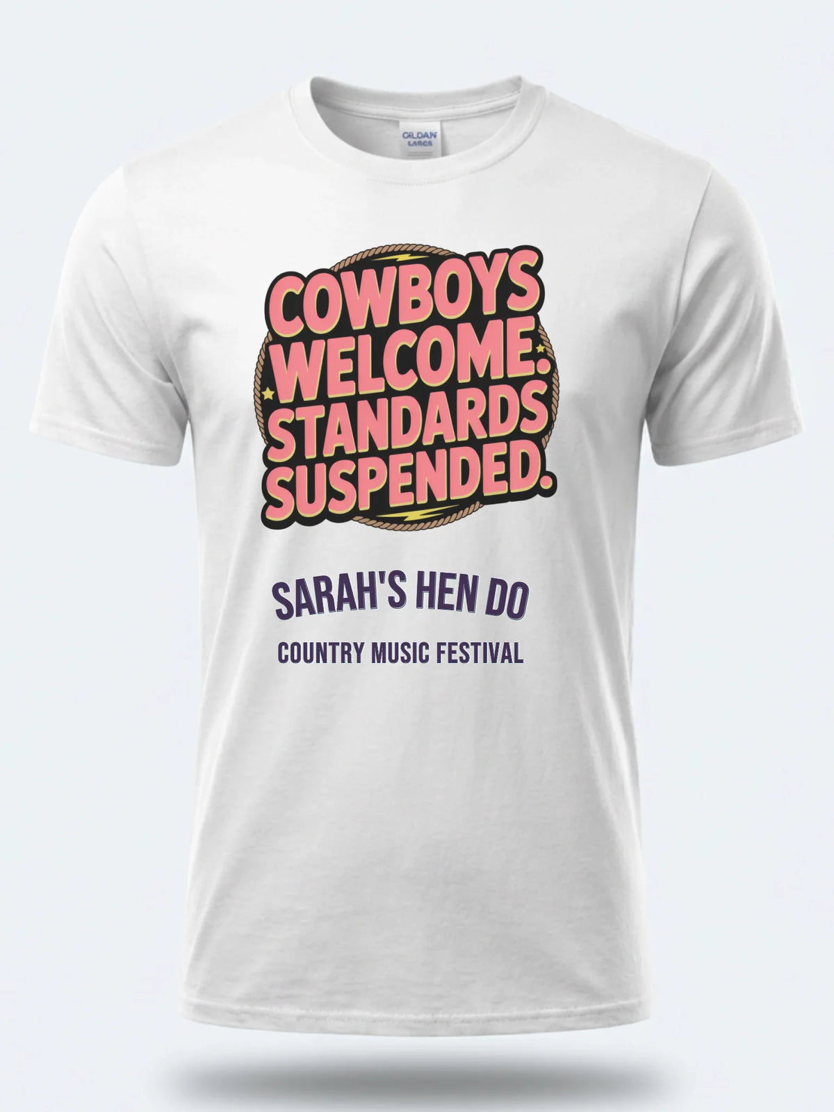 Personalised Country Weekender Unisex Tee — white tee, front view