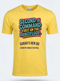 Personalised Country Weekender Tee — daisy yellow tee, front view