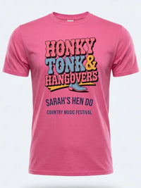 Personalised Country Weekender Unisex Tee — pink tee, front view
