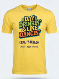 Personalised Country Weekender Unisex Tee — daisy yellow tee, front view