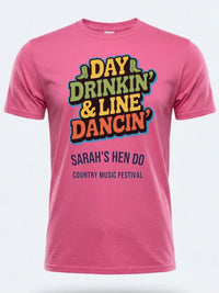 Personalised Country Weekender Unisex Tee — pink tee, front view