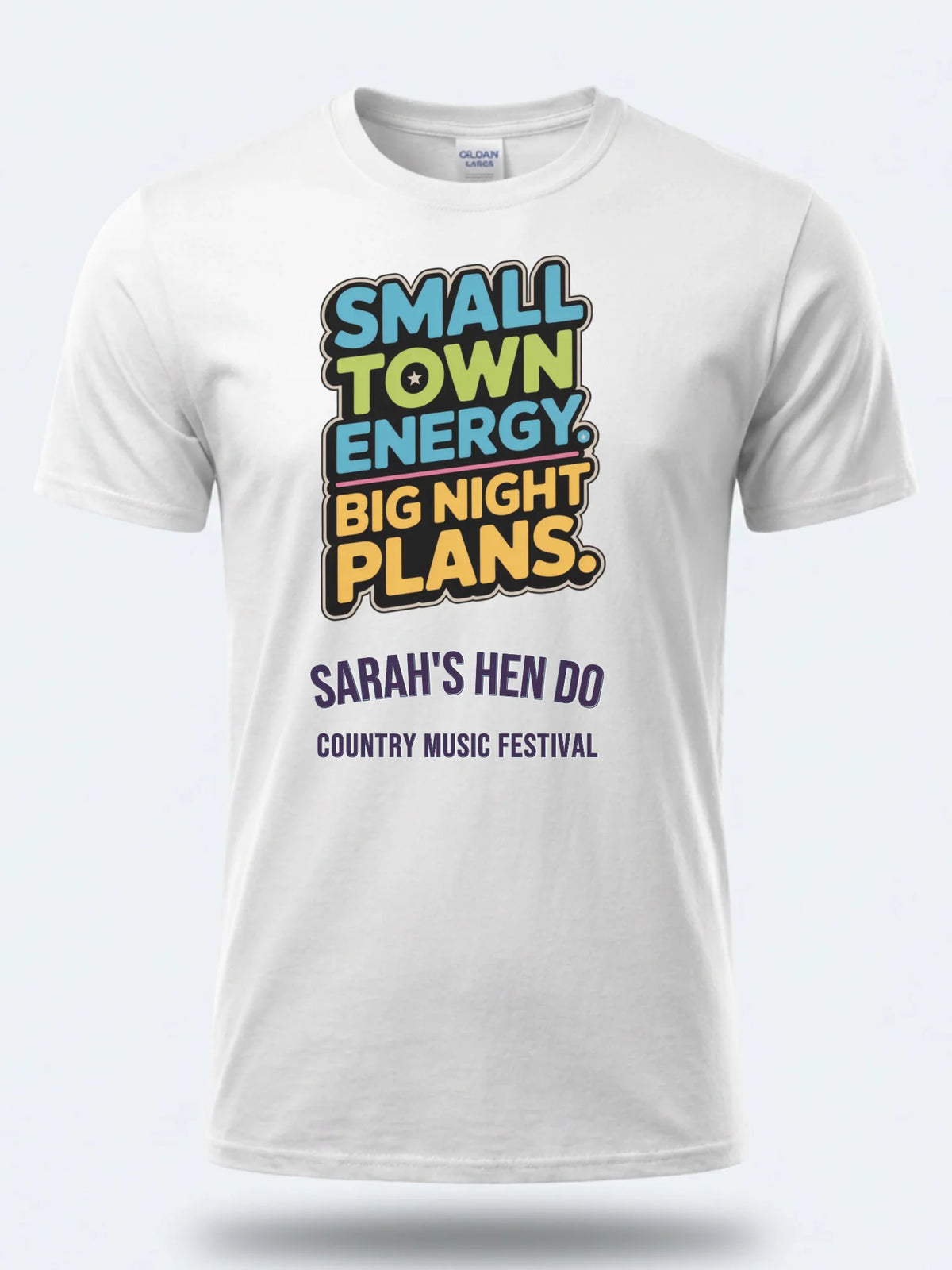 Personalised Country Weekender Unisex Tee — white tee, front view