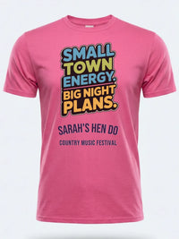 Personalised Country Weekender Unisex Tee — pink tee, front view