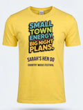 Personalised Country Weekender Unisex Tee — daisy yellow tee, front view