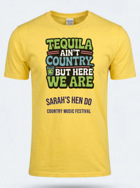 Personalised Country Weekender Unisex Tee — daisy yellow tee, front view