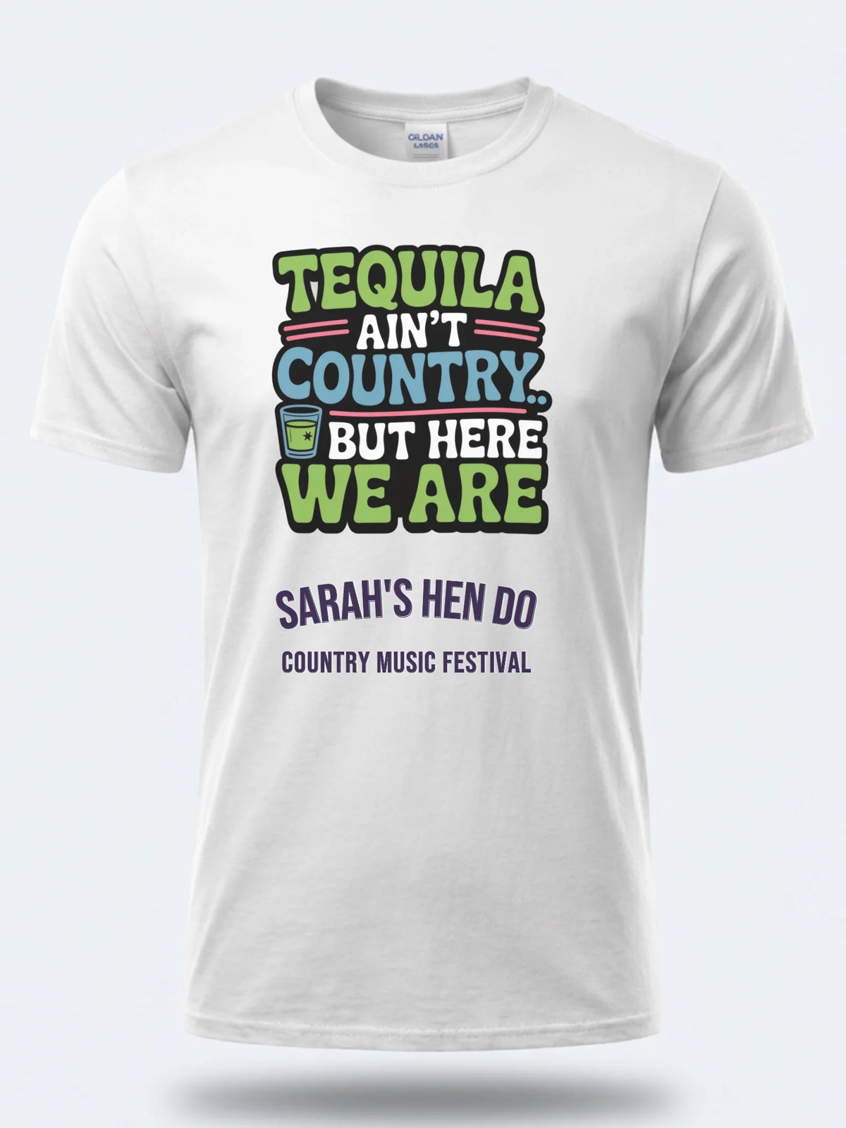 Personalised Country Weekender Unisex Tee — white tee, front view