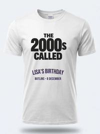 Personalised Back to 2000s Big Weekender Tee — white tee, front view