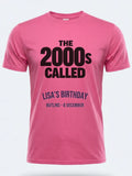 Personalised Back to 2000s Big Weekender Tee — pink tee, front view