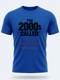 Personalised Back to 2000s Big Weekender Tee — royal blue tee, front view