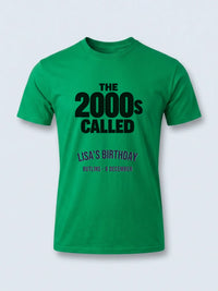 Personalised Back to 2000s Big Weekender Tee — irish green tee, front view