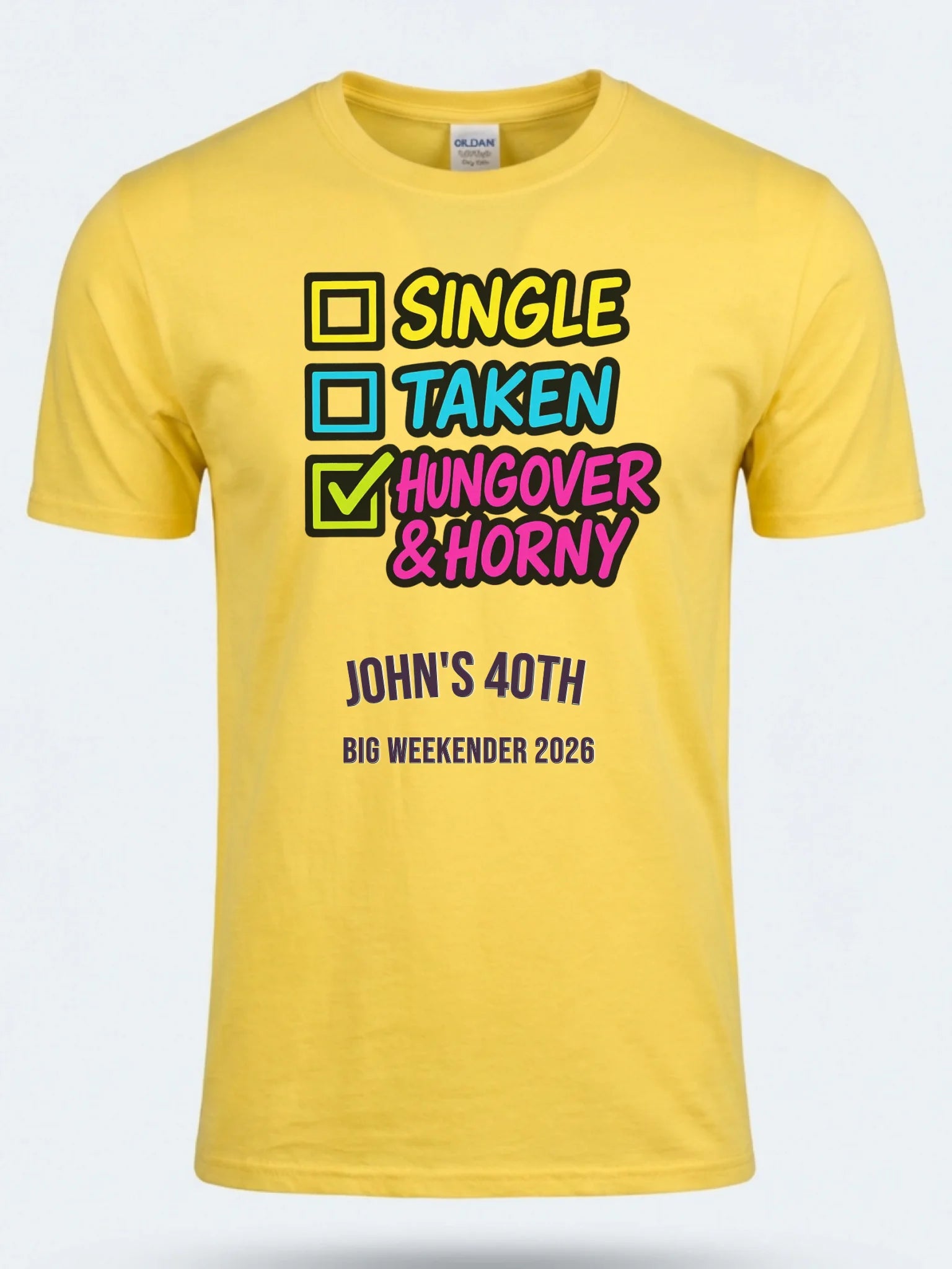 Gildan 64000 Mockup daisy yellow front