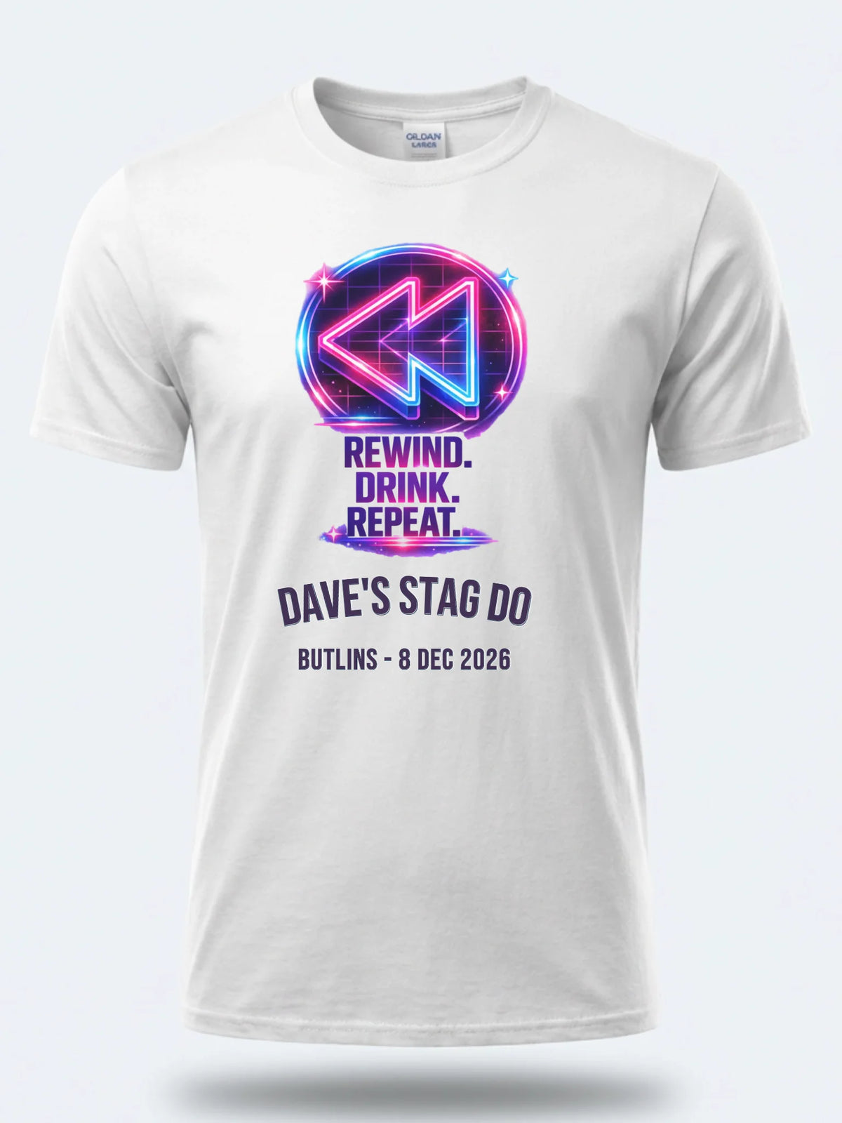 Personalised Ultimate '80s Big Weekender Tee — white tee, front view
