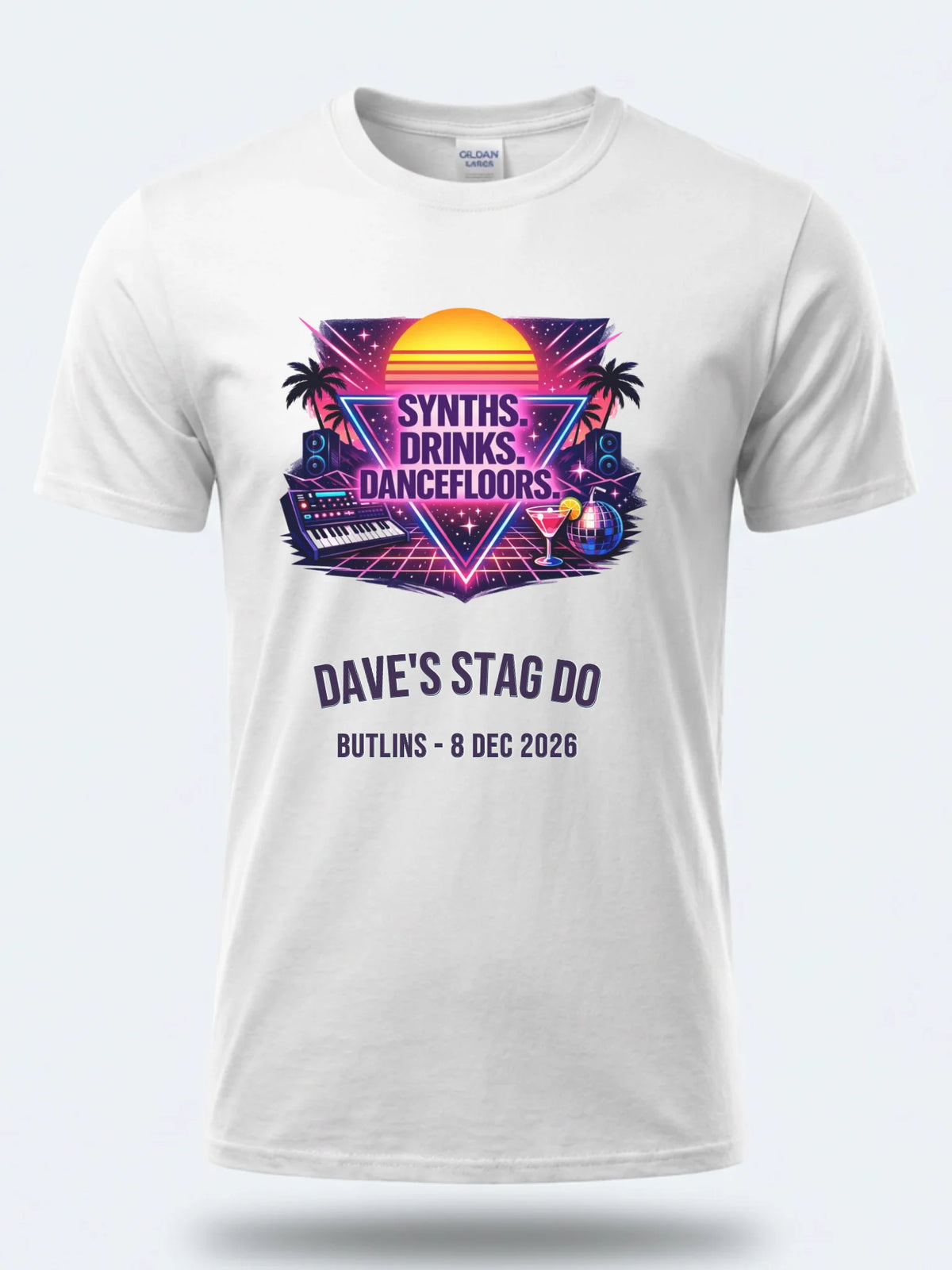 Personalised Ultimate '80s Big Weekender Tee | Custom Synths Drinks Dancefloors Event Shirt Dress Loud