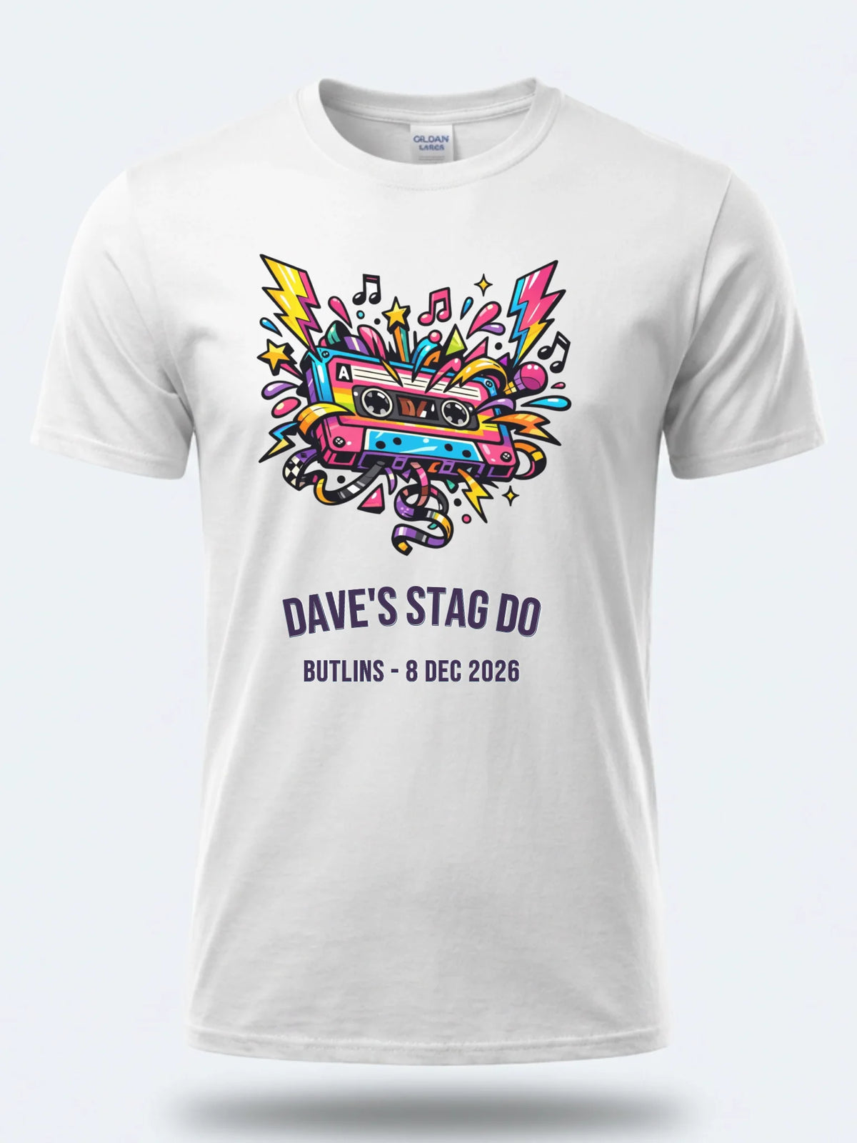 Personalised Ultimate '80s Big Weekender Tee | Custom Oversized Cassette Event Shirt Dress Loud