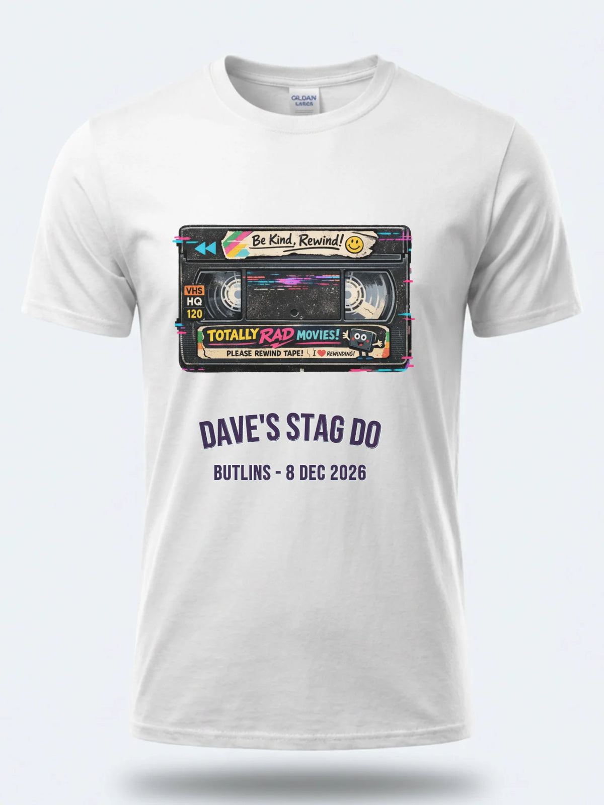 Personalised Ultimate '80s Big Weekender Tee | Custom Vintage VHS Event Shirt Dress Loud