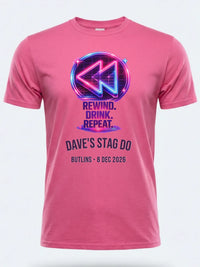 Personalised Ultimate '80s Big Weekender Tee — pink tee, front view