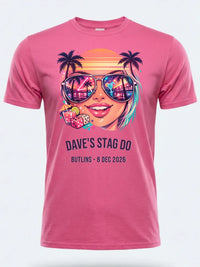 Personalised Ultimate '80s Big Weekender Tee | Custom Miami Vice Event Shirt Dress Loud