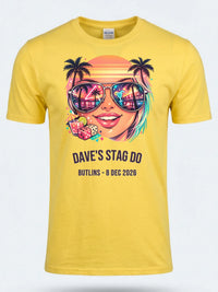 Personalised Ultimate '80s Big Weekender Tee | Custom Miami Vice Event Shirt Dress Loud