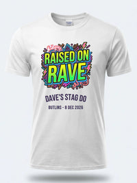 Personalised 90s Reloaded Big Weekender Tee — white tee, front view