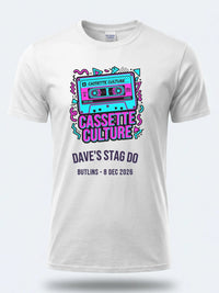 Personalised 90s Reloaded Big Weekender Tee — white tee, front view