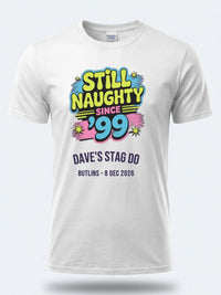 Personalised 90s Reloaded Big Weekender Tee — white tee, front view