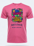 Personalised 90s Reloaded Big Weekender Tee — pink tee, front view