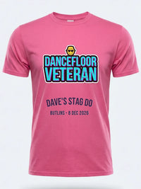Personalised 90s Reloaded Big Weekender Tee — pink tee, front view