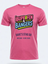 Personalised 90s Reloaded Big Weekender Tee — pink tee, front view