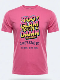 Personalised 90s Reloaded Big Weekender Tee — pink tee, front view