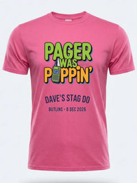 Personalised 90s Reloaded Big Weekender Tee — pink tee, front view
