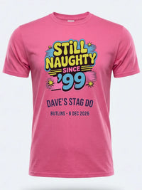 Personalised 90s Reloaded Big Weekender Tee — pink tee, front view