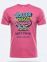 Personalised 90s Reloaded Big Weekender Tee — pink tee, front view