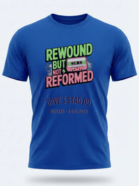 Personalised 90s Reloaded Big Weekender Tee — royal blue tee, front view