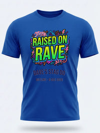 Personalised 90s Reloaded Big Weekender Tee — royal blue tee, front view