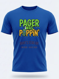 Personalised 90s Reloaded Big Weekender Tee — royal blue tee, front view