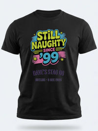 Personalised 90s Reloaded Big Weekender Tee — black tee, front view