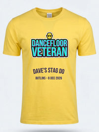 Personalised 90s Reloaded Big Weekender Tee — daisy yellow tee, front view