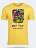 Personalised 90s Reloaded Big Weekender Tee — daisy yellow tee, front view