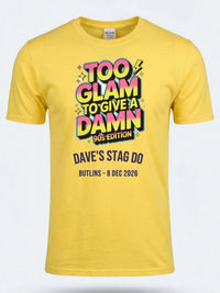 Personalised 90s Reloaded Big Weekender Tee — daisy yellow tee, front view