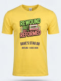 Personalised 90s Reloaded Big Weekender Tee — daisy yellow tee, front view