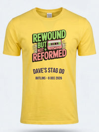 Personalised 90s Reloaded Big Weekender Tee — daisy yellow tee, front view