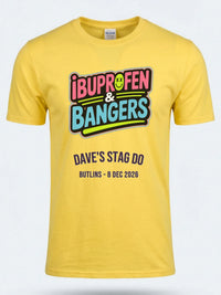 Personalised 90s Reloaded Big Weekender Tee — daisy yellow tee, front view