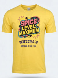 Personalised 90s Reloaded Big Weekender Tee — daisy yellow tee, front view