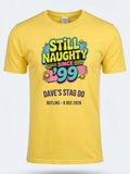 Personalised 90s Reloaded Big Weekender Tee — daisy yellow tee, front view