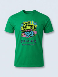Personalised 90s Reloaded Big Weekender Tee — irish green tee, front view