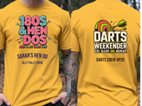Personalised Darts Weekender Tee | Ally Pally 180s and Hen Dos | Shirt Dress Loud
